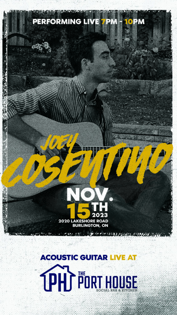 Joey Cosentino live at the Port House November 15th 7pm - 10pm