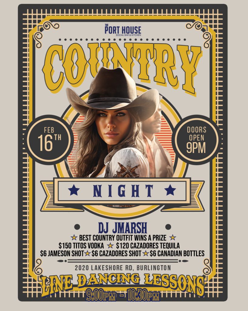 Country Night at The Port House in Burlington. February 16th 2024