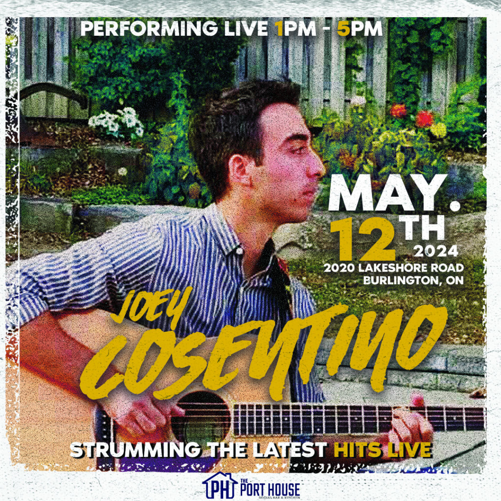 Joey Cosentino with a guitar playing May 12 at The Port House Burlington